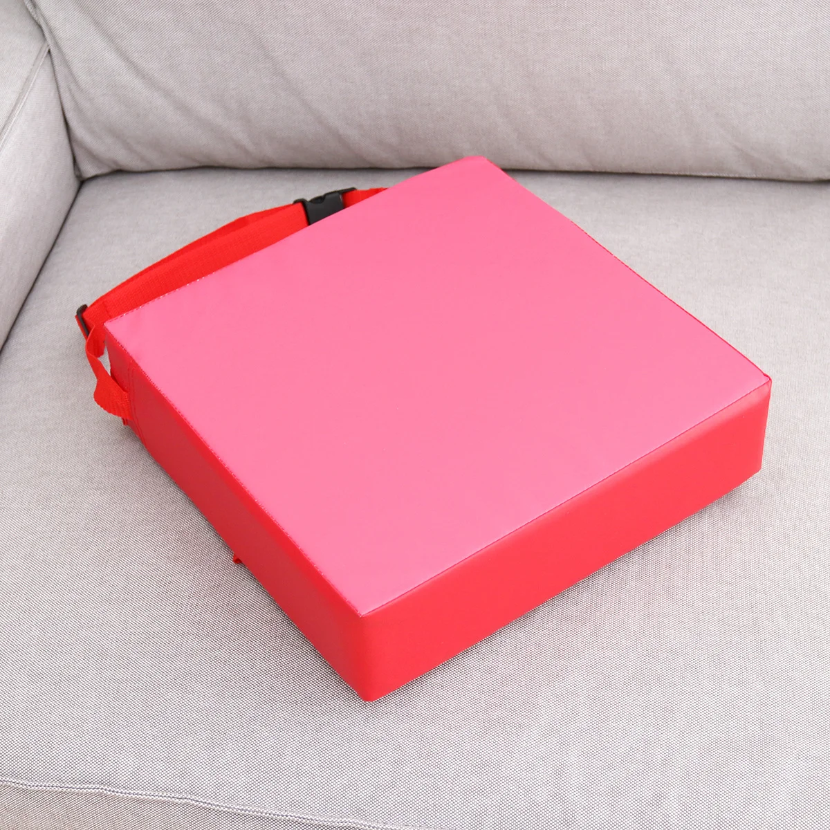 

Children Dining Chair Booster Cushion 31.5*31.5*8Cm Red Pu Sponge Adjustable Straps Detachable Washable For Home