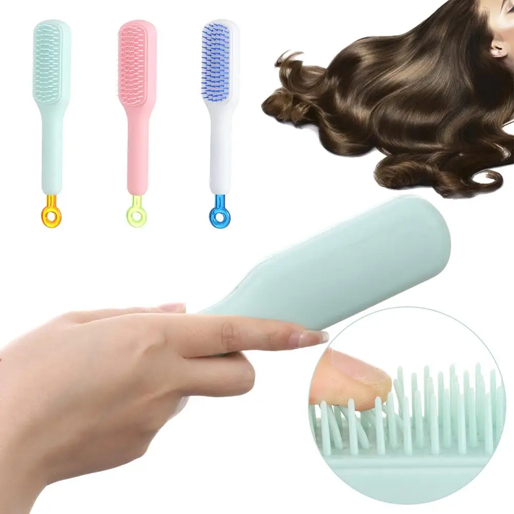 Gift ABS Self Cleaning Hair Comb Anti-static Self Cleaning Magic Retractable Comb Smoothing Massage Hair Brush