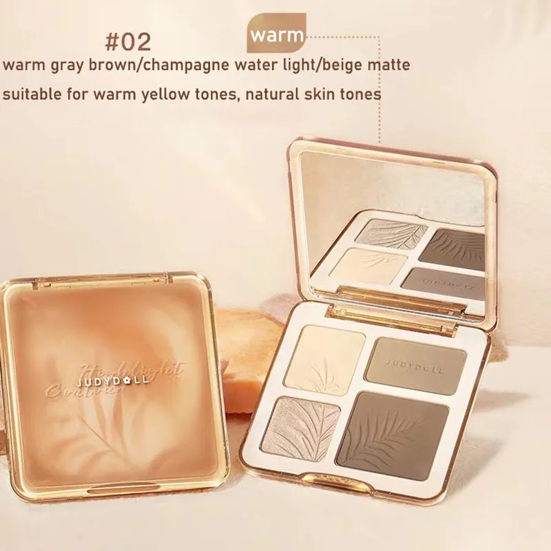 JUDYDOLL Set di palette per contorni e evidenziatori impermeabili Kit di trucco vegano cruelty-free per zigomi che dimagrisce il naso