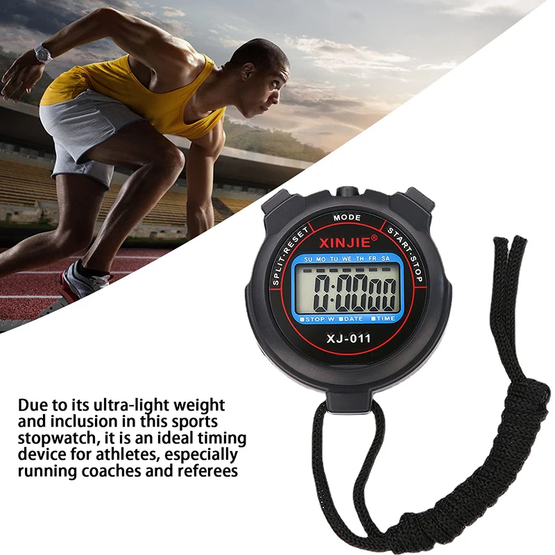 Professional Handheld LCD Chronograph Sports Stopwatch Timer Kitchen Timers Classic Digital Stop Watch With String For Sports