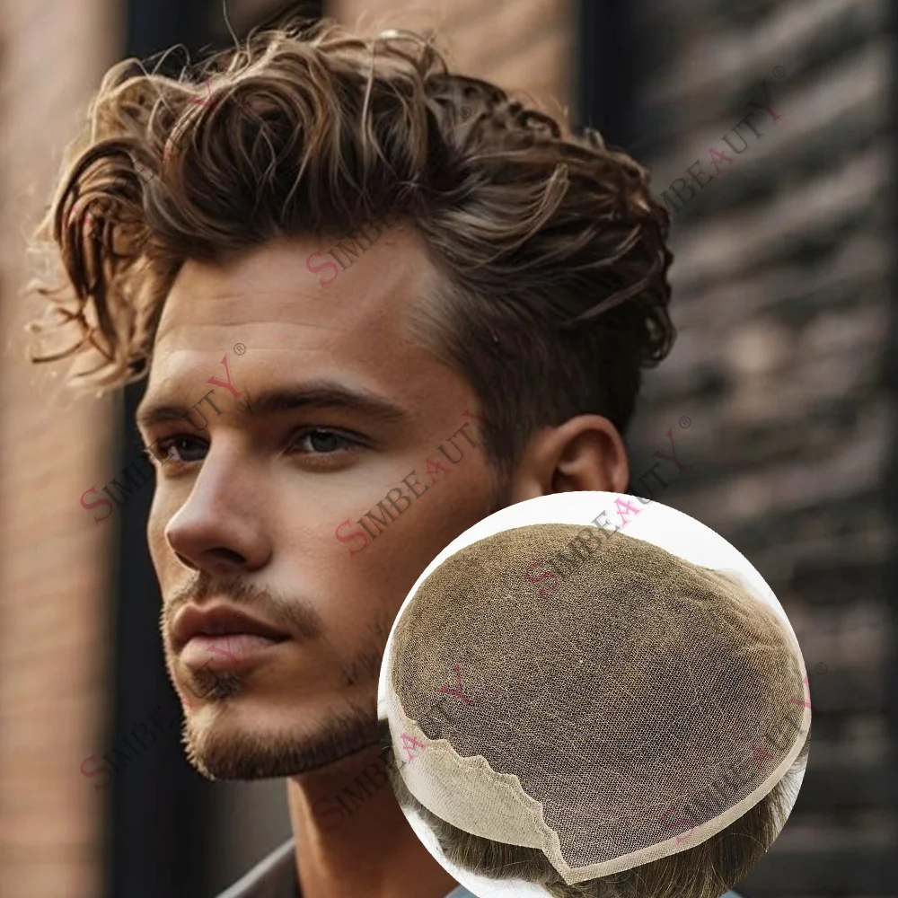 

Undetectable Durable Q6 Blonde Brown Bleached Knots Breathable Lace Grey Black 1B40 1B65 1B80 Male Wig Human Hair Toupee Prosthe