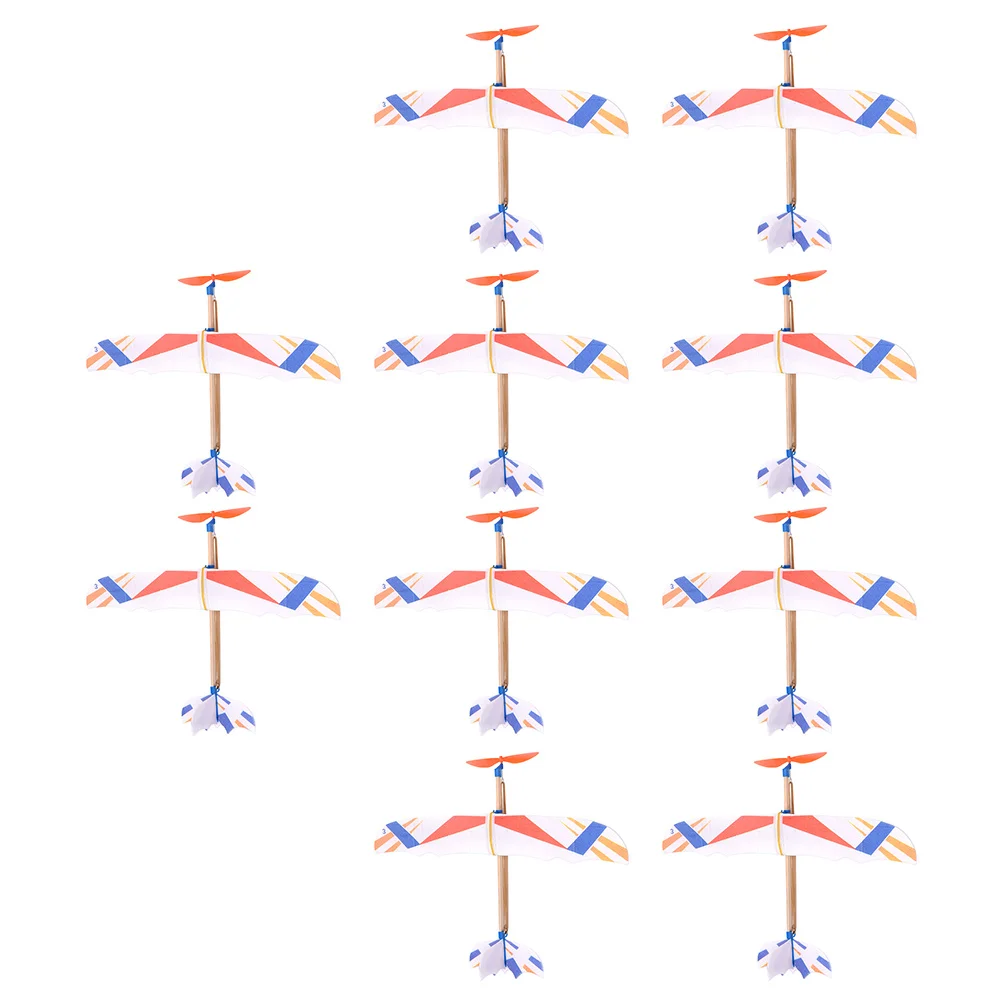 子供用フォーム飛行機、DIYモデル、子供用グライダー、伸縮性のある投げおもちゃ、10個