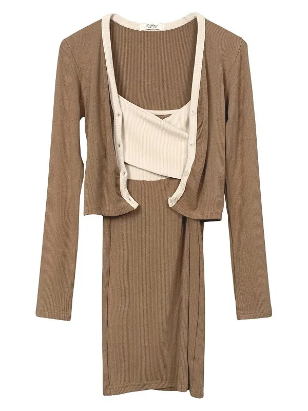 WOMENGAGA-Mini robe coréenne élégante pour femmes, ensemble de mode sexy pour filles d'épices douces, mince et sexy, 3MCK, nouveau, 2024