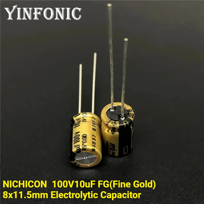 10Pcs/Lot 10uF/100V NICHICON FG(Fine Gold) 8x11.5mm 100V10uF Top Grade Audio Electrolytic Capacitor