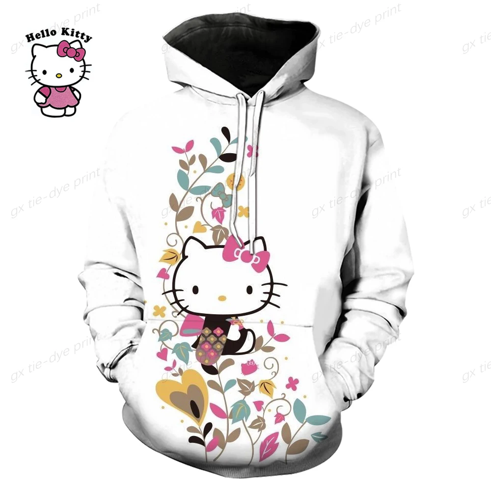 Y2k Hello Kitty Print Hoodies Women Men Hip Hop Zipper Long Sleeve Jacket Coats Autumn Harajuku Casual Loose Hooded Sweatshirt