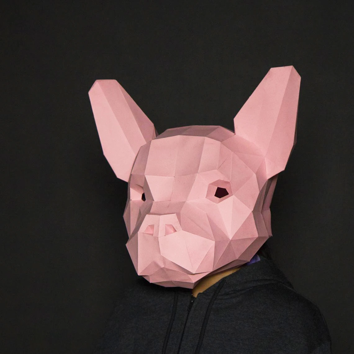

French Bulldog Wearable Mask Paper Model 3D DIY Papercraft Origami Headgear Photography Props Party Prom Performance Cosplay