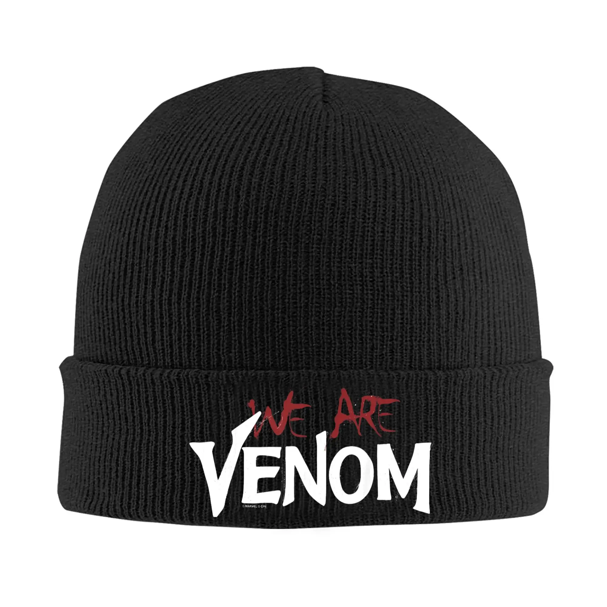 Venom We Are Venom Splatter Knitted Hat Beanie Autumn Winter Hat Warm Acrylic Color Comics Movie Cap for Men Women  Gifts