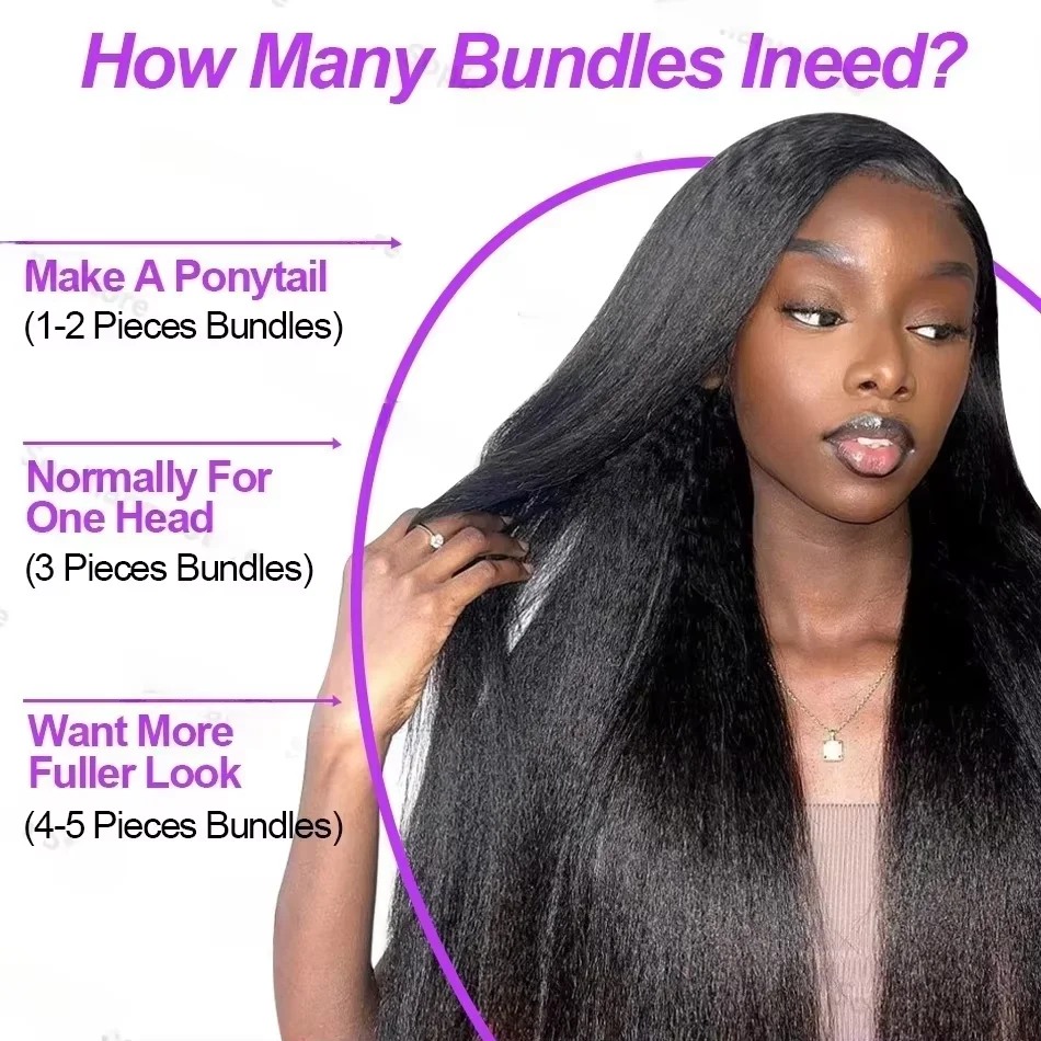 Kinky Straight Human Hair Bundles 30 inch Brazilian Hair Weave Bundles Sew In Remy Hair Extensions 3 4 Bundles Virgin Hair Weft image 5