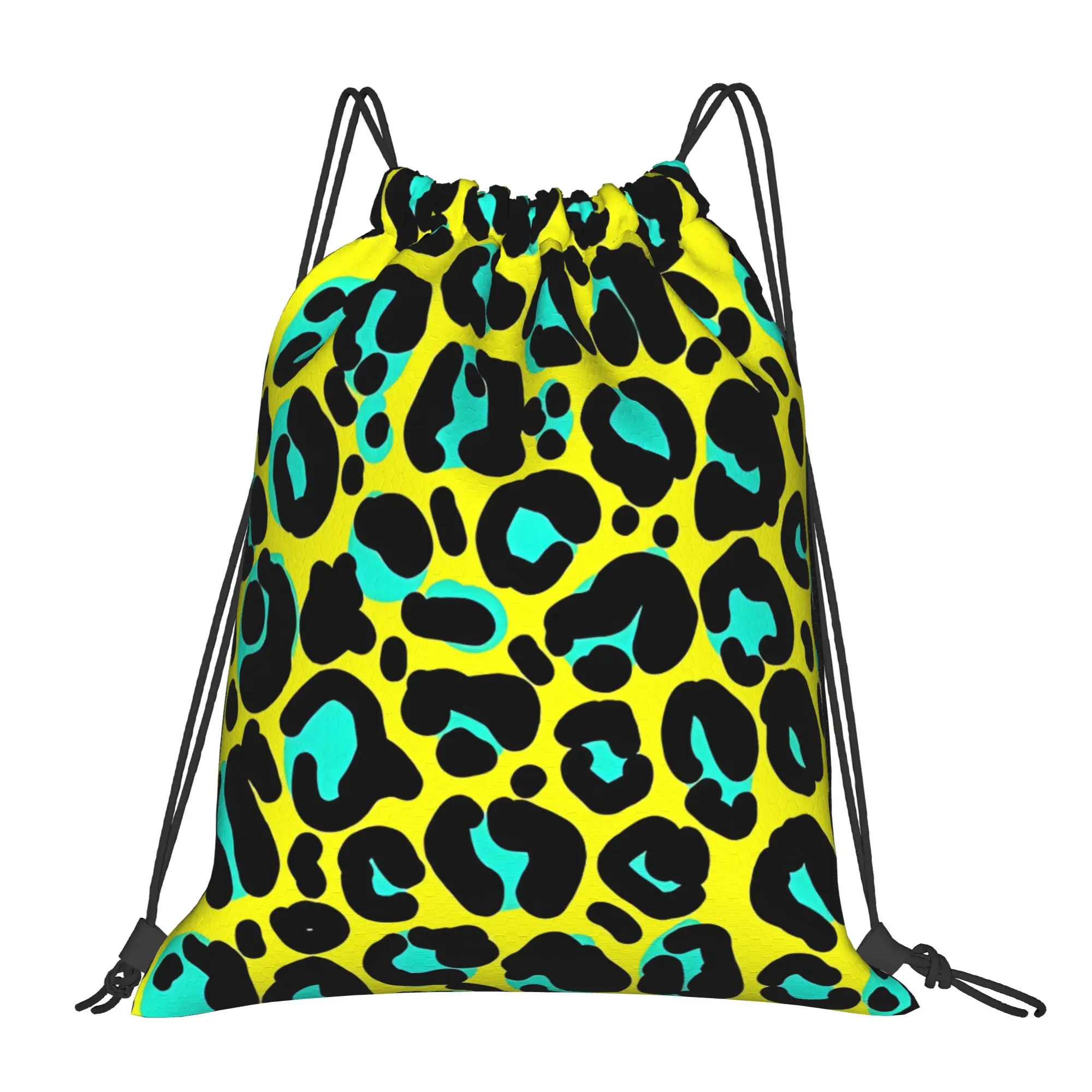 Wild Thing Pattern Leopard Print Portable Sports Drawstring Backpack Riding Backpack Gym Shoes Drawstring Bags