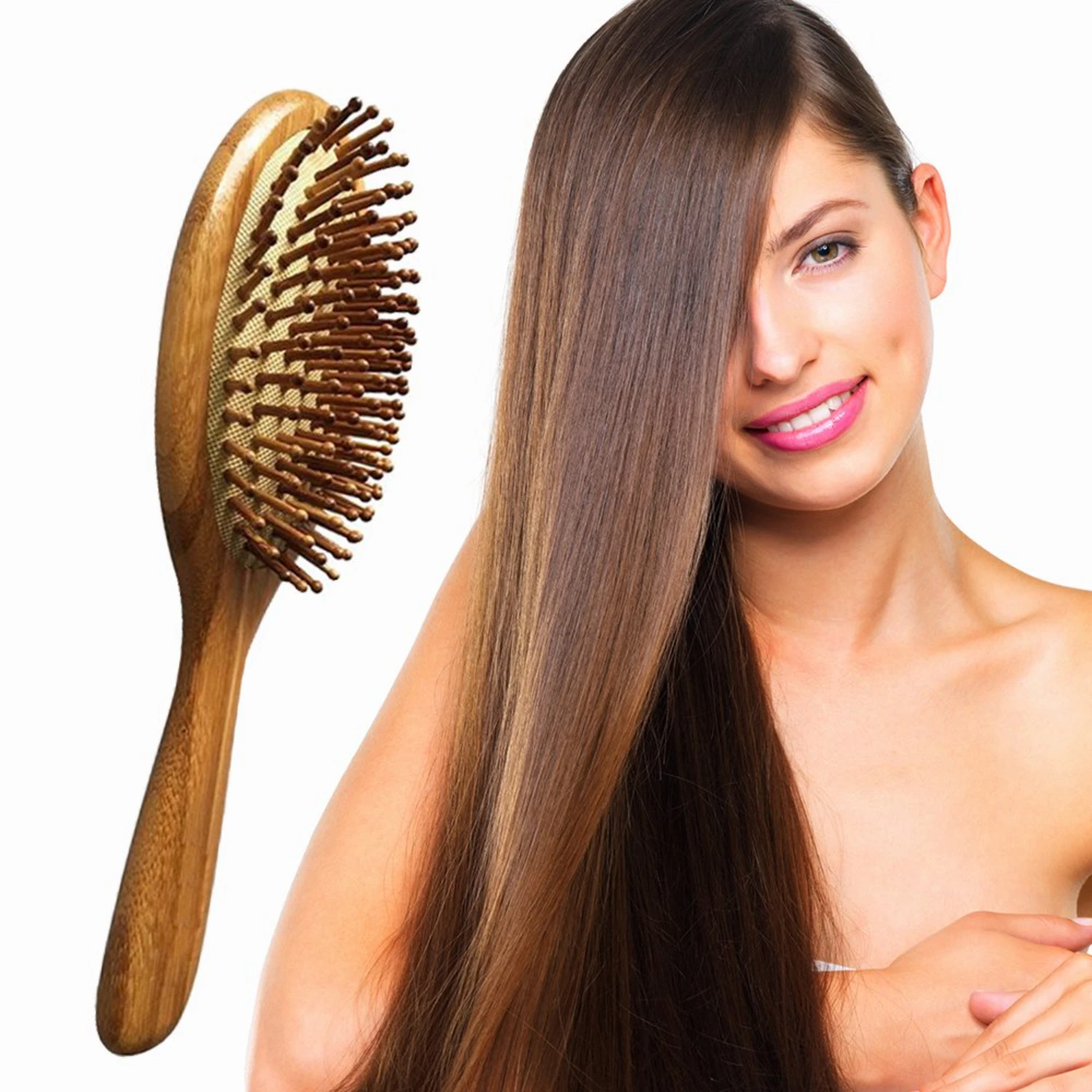 Cushion Comb with Bamboo Hair Brush for Scalp Massage Anti-static No Hair Tangle
