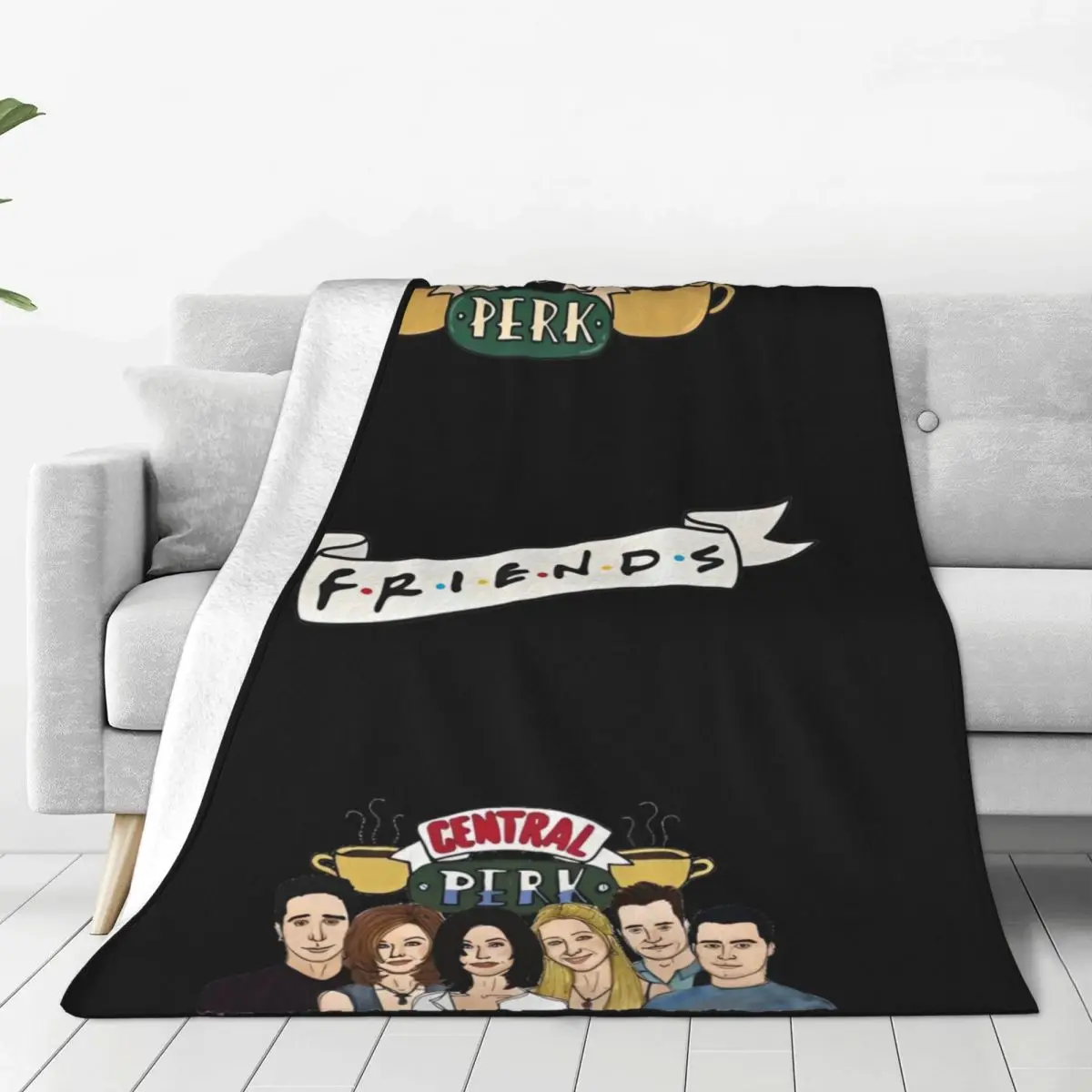 Friends TV Show Series Blanket Super Soft Cartoon Central Perk Throw Blanket Winter Travel Office Home Decor Aesthetic Bedspread