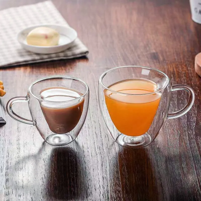 80/250ml Heart Shaped Clear Glass Coffee Cup Cute Tea Milk Juice Drink Water Cup Heat Resistant Heat Resistant Home Party
