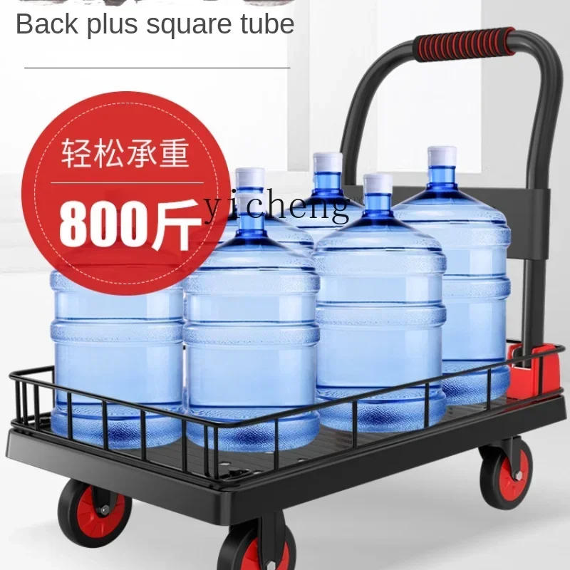 

flatbed truck household hand push with fence express push truck folding small pull cart portable