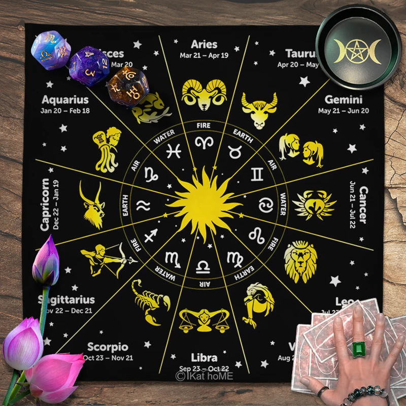 Sun Moon Phase Tarot Tablecloth Star Altar Cloth Witchcraft Fortune Astrology Oracle Card Pad Celestial Constellations Rune Art