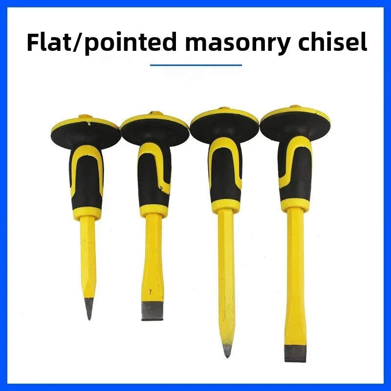 40Cr Flat & Pointed Stone Carving Chisel Set, Multi-Functional Tool for Stone, Concrete & Masonry