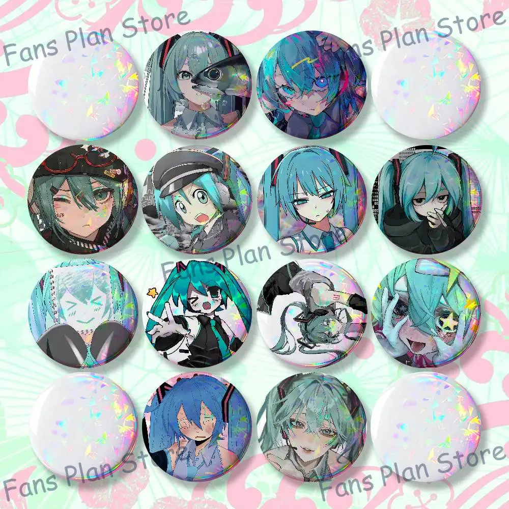 Virtual Singer M-Miku Badges Creative Tinplate Button Pin Brooch Creative Quotes Badge Clothes Backpack Jewelry Fan Merchandise