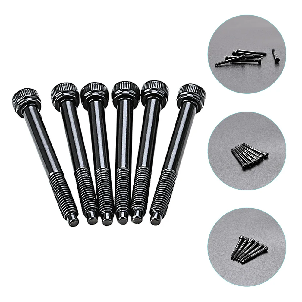 

6 Pcs Electric Guitar Bridge Saddle Replacement Screws Vintage Accessories Black Part