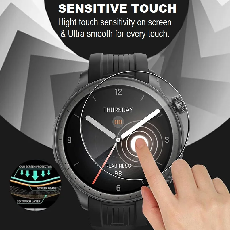 5PCS สมาร์ทวอท์ชป้องกันหน้าจอสําหรับ Amazfit BALANCE รอบกระจกนิรภัย HD CLEAR Anti-Scratch ป้องกันฟิล์ม