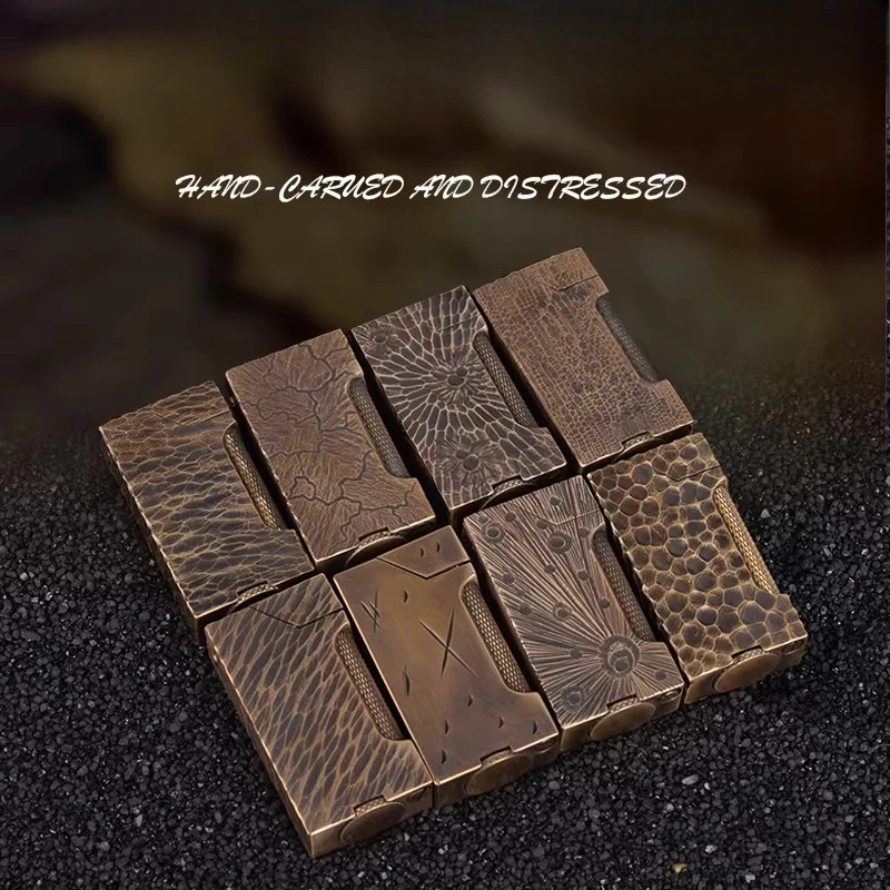 

2026 Handmade Brass Kerosenes Lighter for Men Unique Retro Hand-carved Design with Side-Sliding Ignition High-end Gift Option