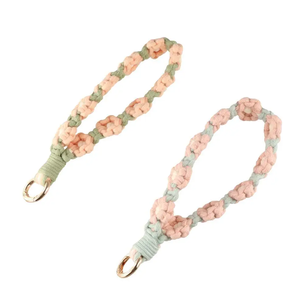 

Korean Style Boho Phone Case Rope Keyring Phone Wristband Weave Daisy Flower Keychain DIY Craft Accessories Bag Hanging