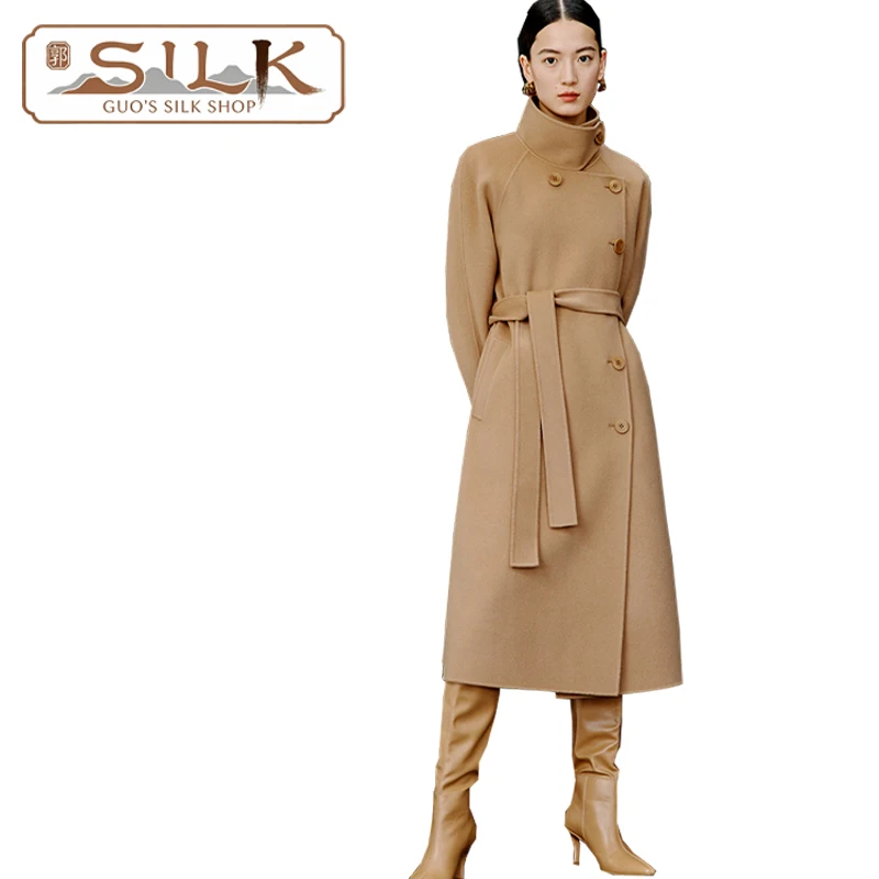 

High-end Double-sided Wool Women's Coat with High Collar - Elegant and Sophisticated Look, Comfortable Soft, Winter Warmth