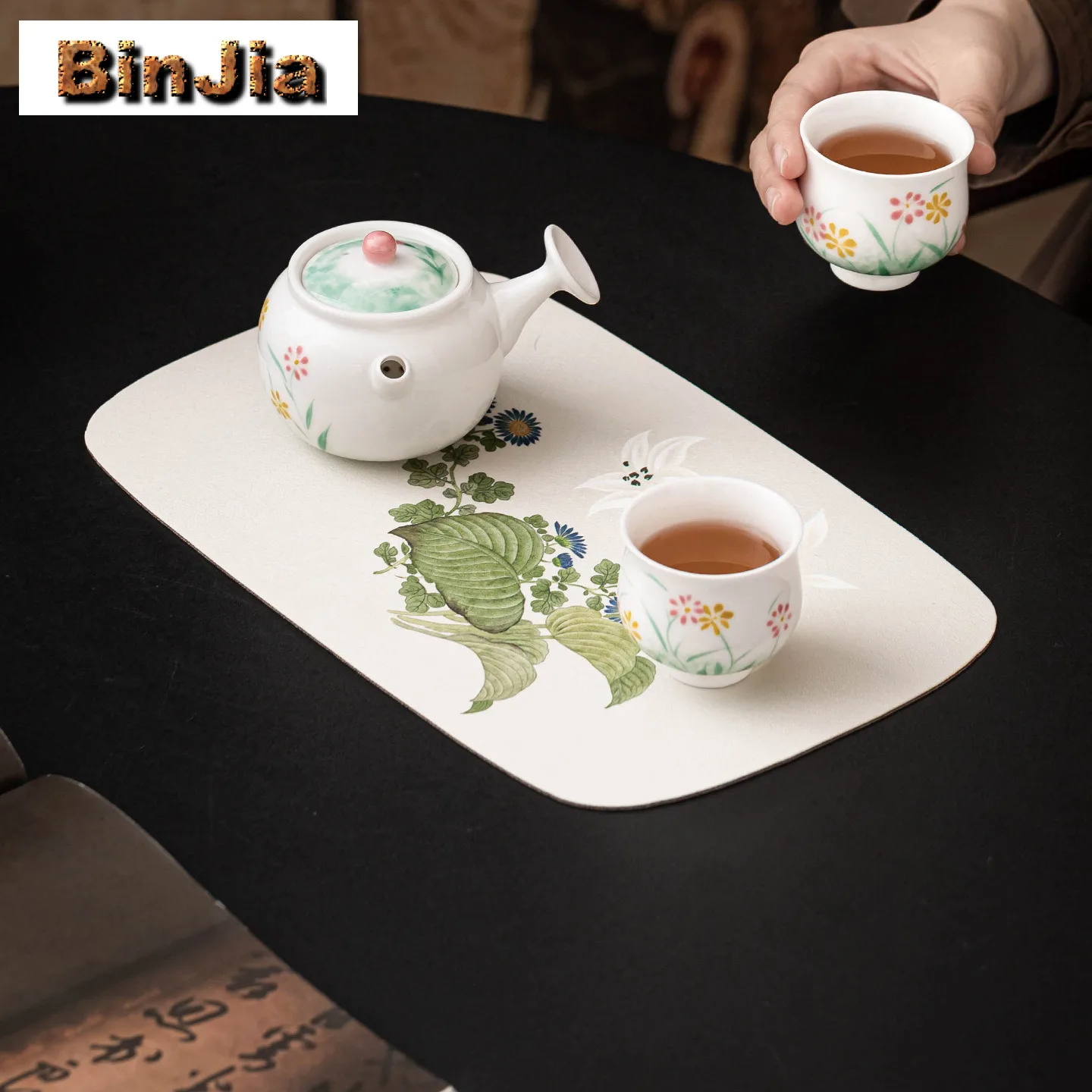 Cloud Veil Floral Tea Table Mats Traditional Tea Placemat Drink Coaster Dinner Table Cloth Mat Tea Ceremony Equipment Ornaments