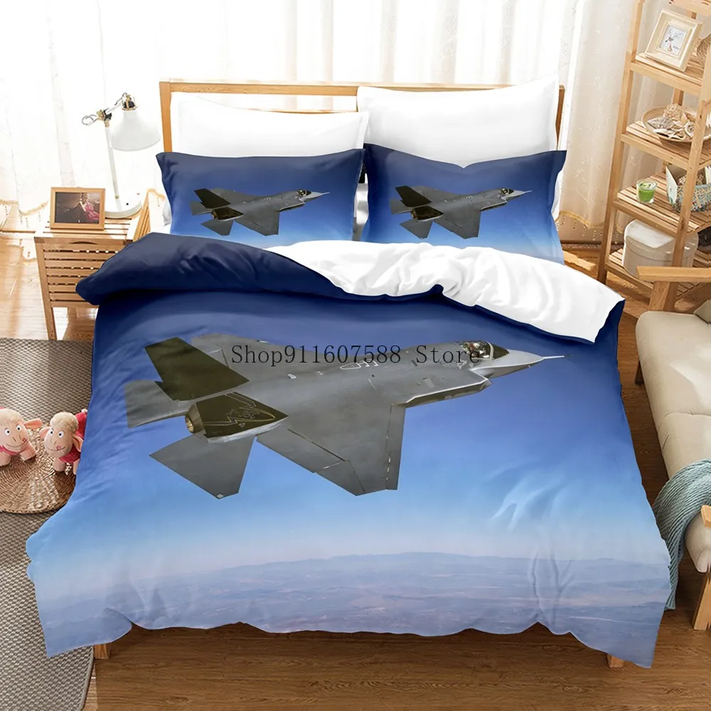 

3D Jet Fighter Battle Plane Bedding Sets Airplane Fighter Duvet Cover Pillowcase Twin Full Queen King Bedclothes Kids Bed Linen