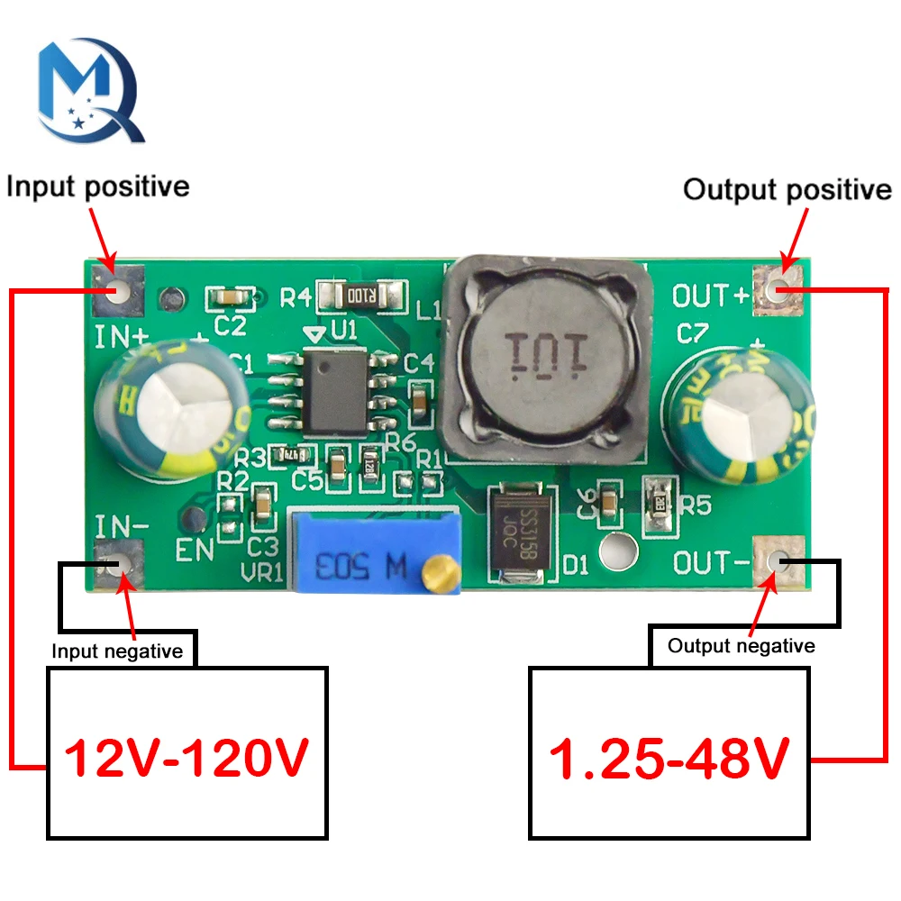 Buck Module 48V60V100V Drop 1.25V-48V Voltage Regulator Module High-Voltage Adjustable Step-Down Board Electric Vehicle Power