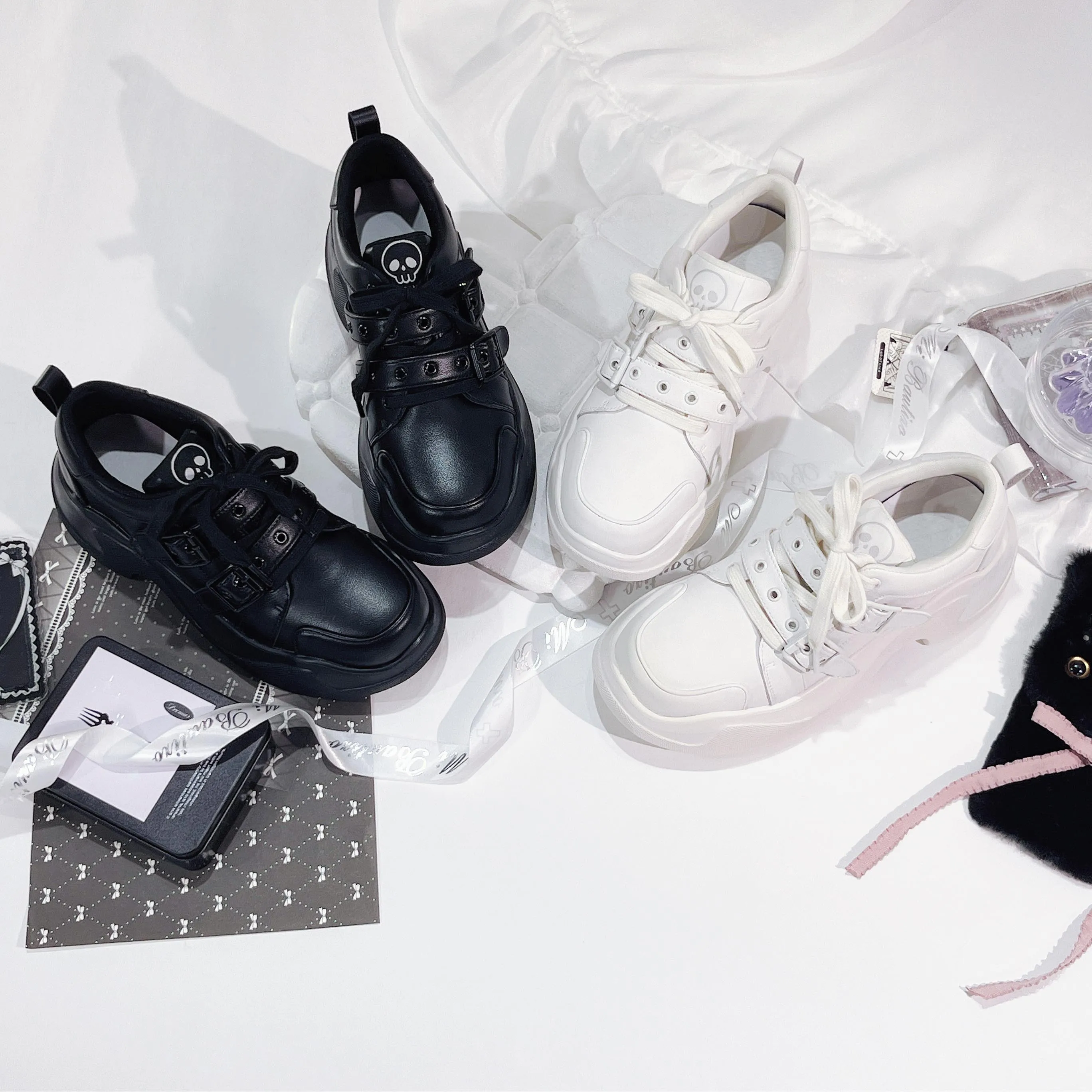 Speed Skeleton Gururu Original Y2k Subcultural Mine Water Color System Sneakers Lolita Sweet Girl Single Shoes