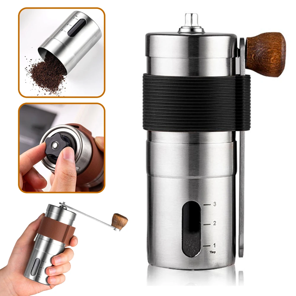 

Ручная кофемолка в зернах, мини-портативная кофемолка из нержавеющей стали, легкая ручная регулируемая кофемолка, кухонные аксессуары для кофе