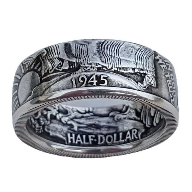 1945 Morgan US Dollar Old Coin Ring Ranger Collection Commemorative Ring Champion Ring Personalized Gift