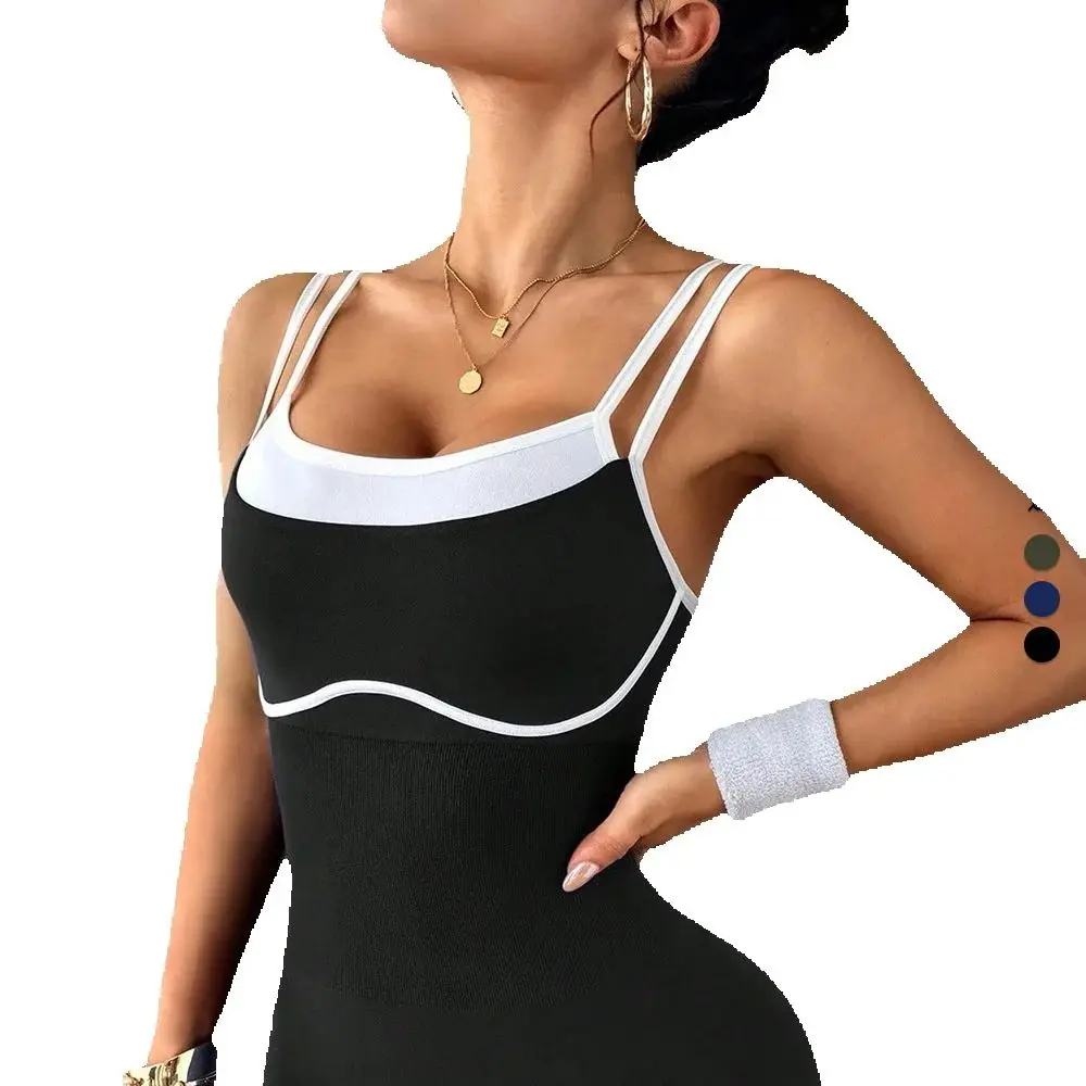 

Комбинезон для йоги для женщин, эластичный, плотно облегающий, с перекрестной спинкой, блокирующий цвет, для упражнений высокой интенсивности, защита от помех в гардеробе