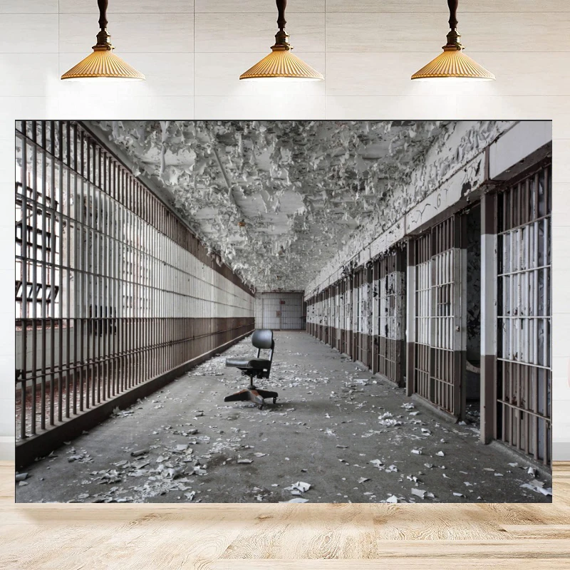 Fotografie Achtergrond Gevangenis Gevangenis Bars Moord Misdaad Thema Partij Vervallen Cel Mugshot Achtergrond Verjaardag Evenementen Decor Poster