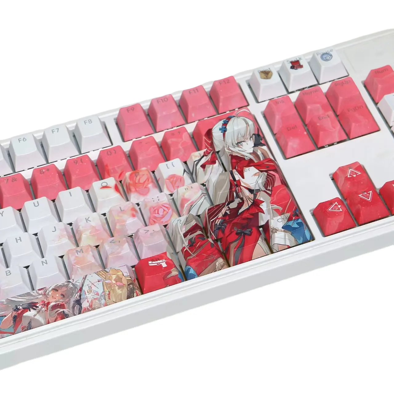 Klawisze PBT Wuthering Waves Carlotta Pink 120 Klawiszy Rekwizyty Cosplay Oś Boczna Grawerowana Mechaniczna Nakładka na Klawisze Akcesoria do Gier Tabletop