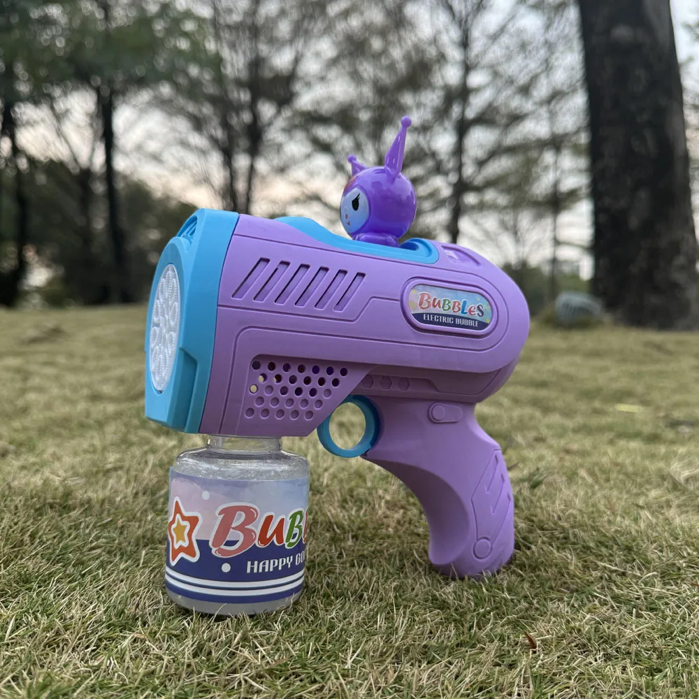 Belo portátil totalmente automático adesivos espaço soprando bolha brinquedo bolhas arma ao ar livre máquina de bolha presente do feriado brinquedo.