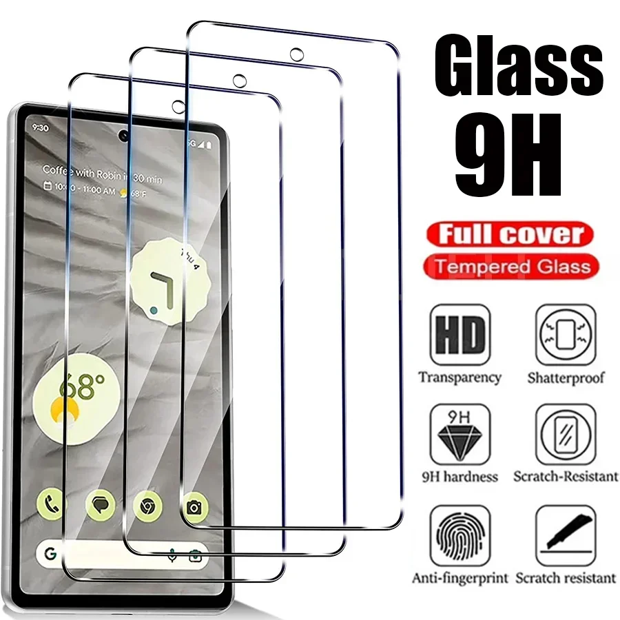 1-3PCS Tempered Glass For Google Pixel 8 6a 7a 6 Pro 5 5a Full Cover Screen Protector Film Google Piexl 6 6a Protective 9H Glass