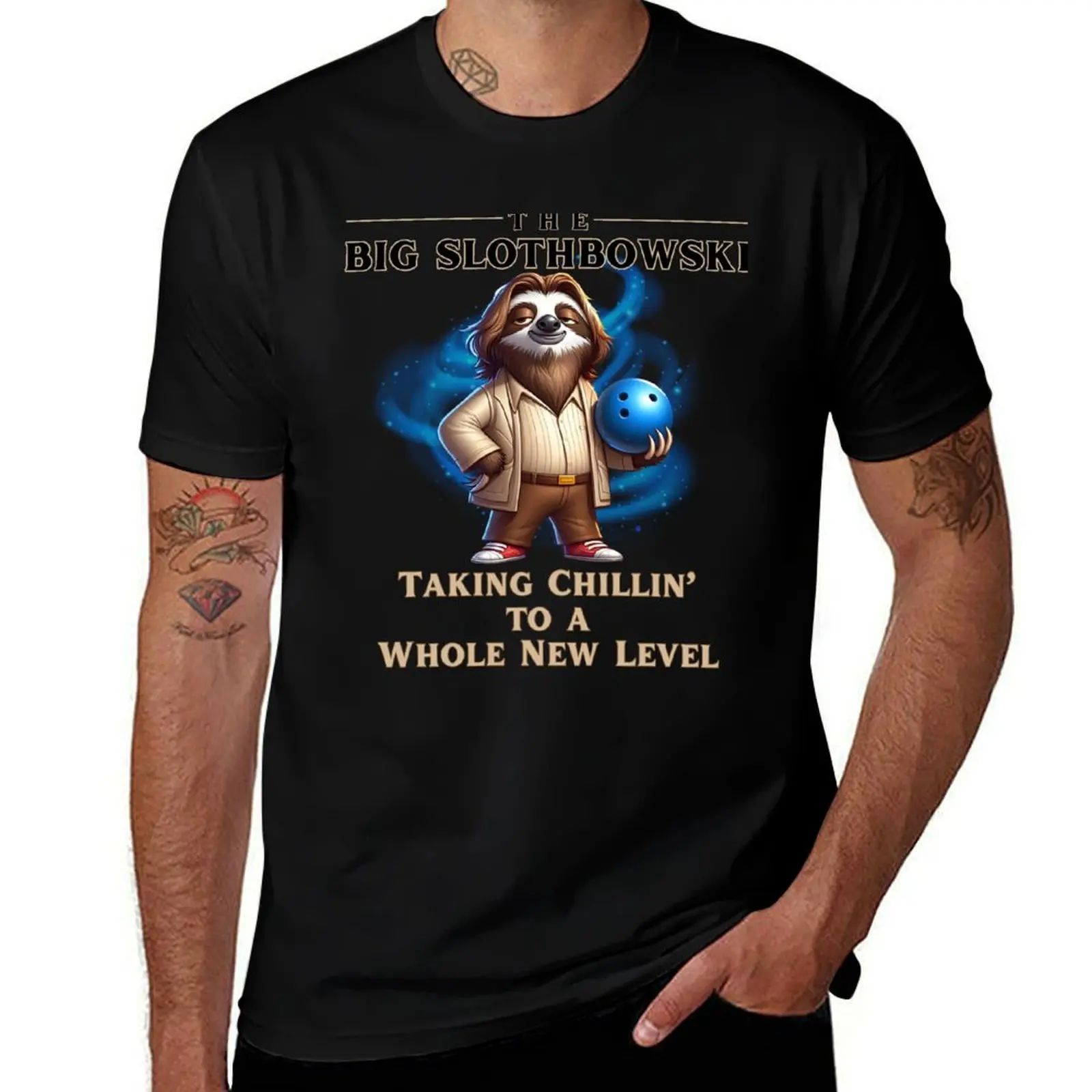 The Big Slothbowski Funny Sloth Cartoon T-Shirt Anti-Perspiration Workout Top