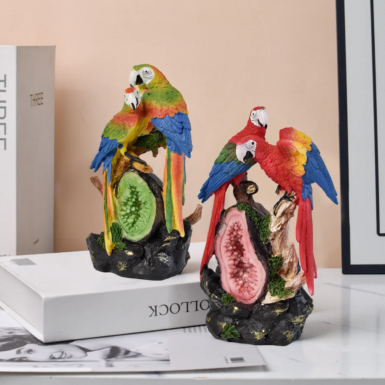 Resin parrot statue ornaments home living room desktop simulation bird craft decorative sculpture A0001