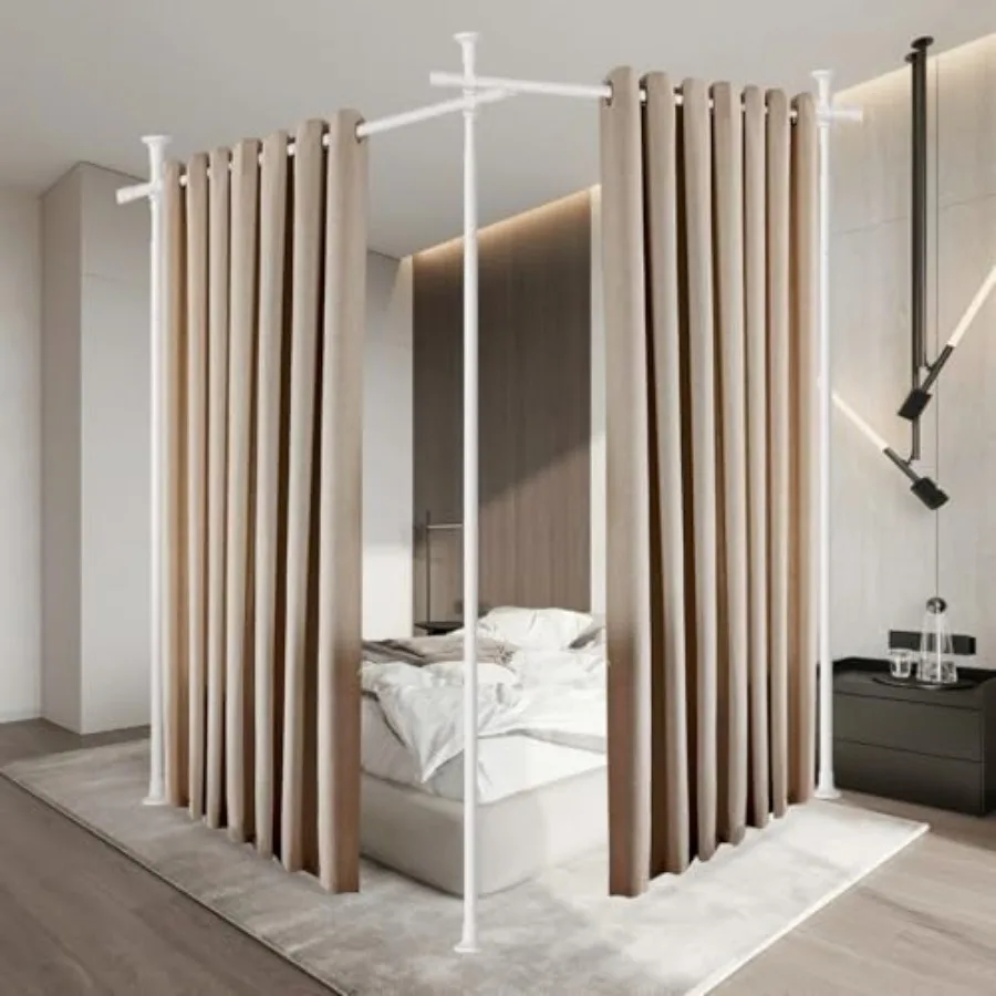 

Room Divider Curtain Rod Divider for Room Separation 60-120inch H 48-120inch(W) Adjustable Room Separator Heavy Duty Curtain Di