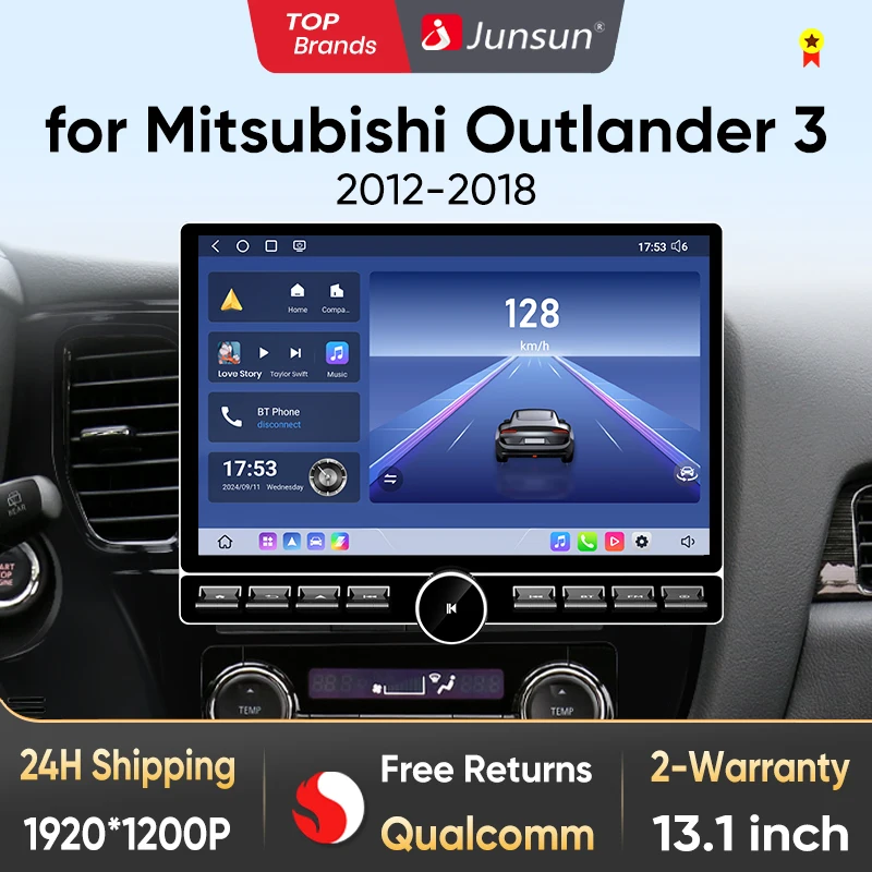 Junsun 13.1 ''Qualcomm Wireless CarPlay Android Auto Car Radio For Mitsubishi Outlander GF0W GG0W 2012-2018 Multimedia GPS Stere