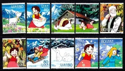 10 PCS, Japan Post Stamp, 2013, Anime Hero, Real Original, Used with Post Mark, Stamp Collection