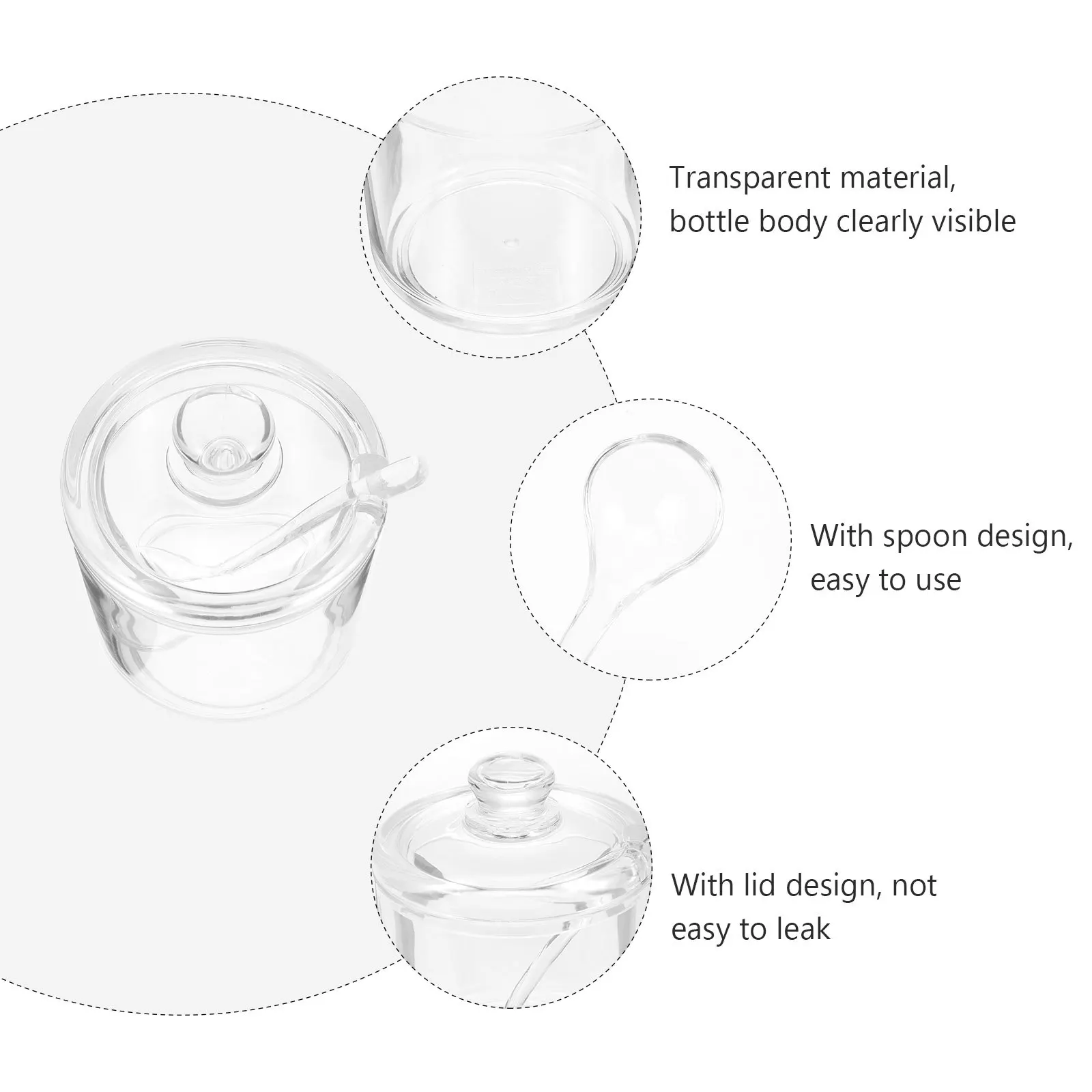 

1 Set Acrylic Seasoning Jar Set Clear Storage For Salt Sugar Spice Condiment Canister Sugar Bowl Kitchen Barware Tools