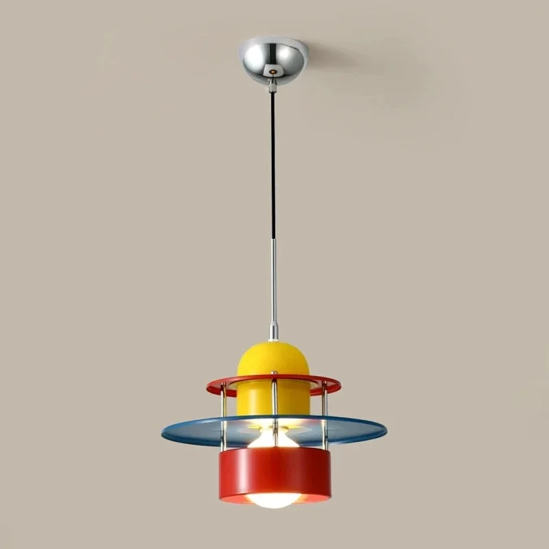 Colorful Modern LED Pendant Light Bauhaus Style Hanging Lamp Creative Multi-Color Chandelier for Kitchen Island Dining Room