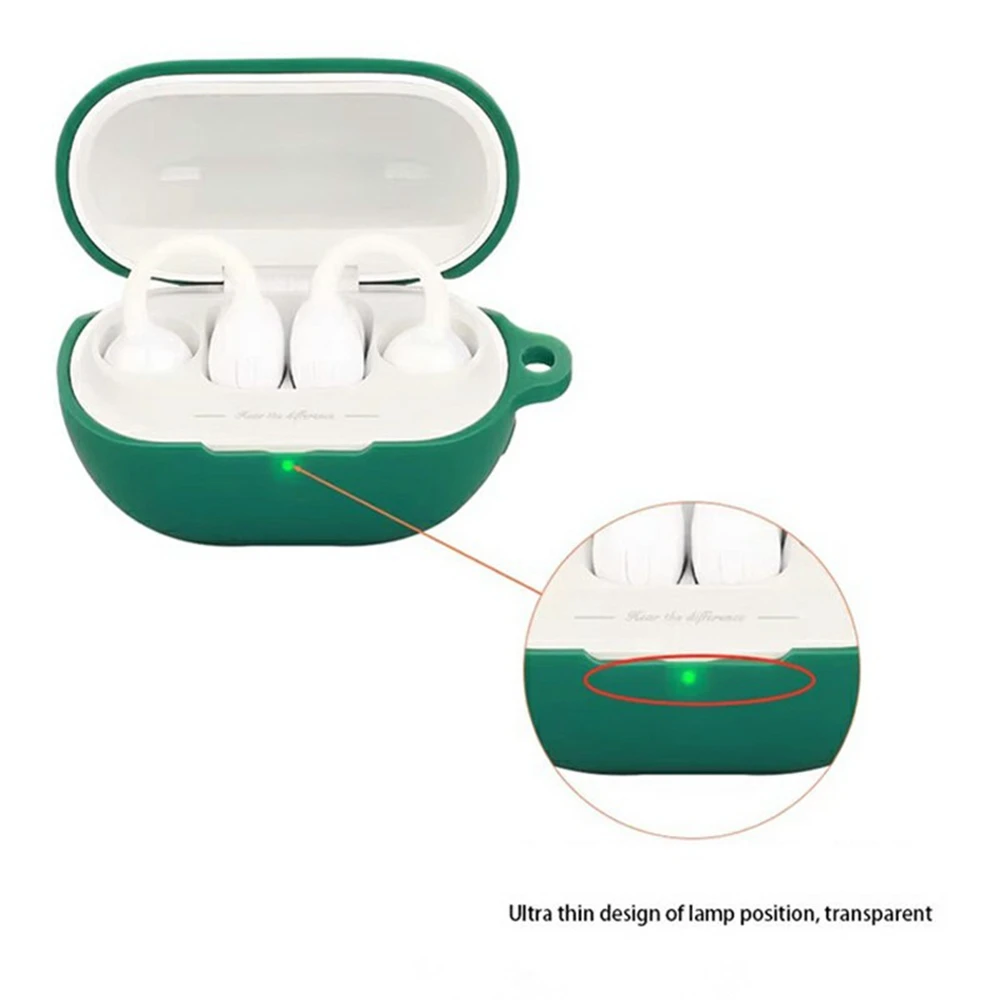 حافظة سماعات الأذن SoundPEATS UU المتوافقة مع البلوتوث مع غطاء حماية من السيليكون بإبزيم مضاد للفقدان - أخضر مسود