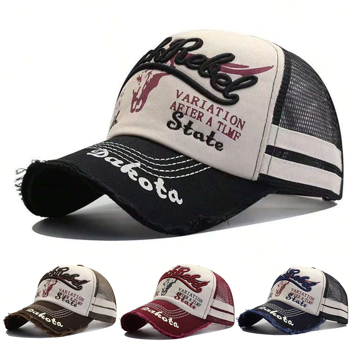 Gorras de Béisbol Unisex con Bordado BLACK REBEL, Gorras Deportivas Ajustables para Primavera/Verano, Protección Solar