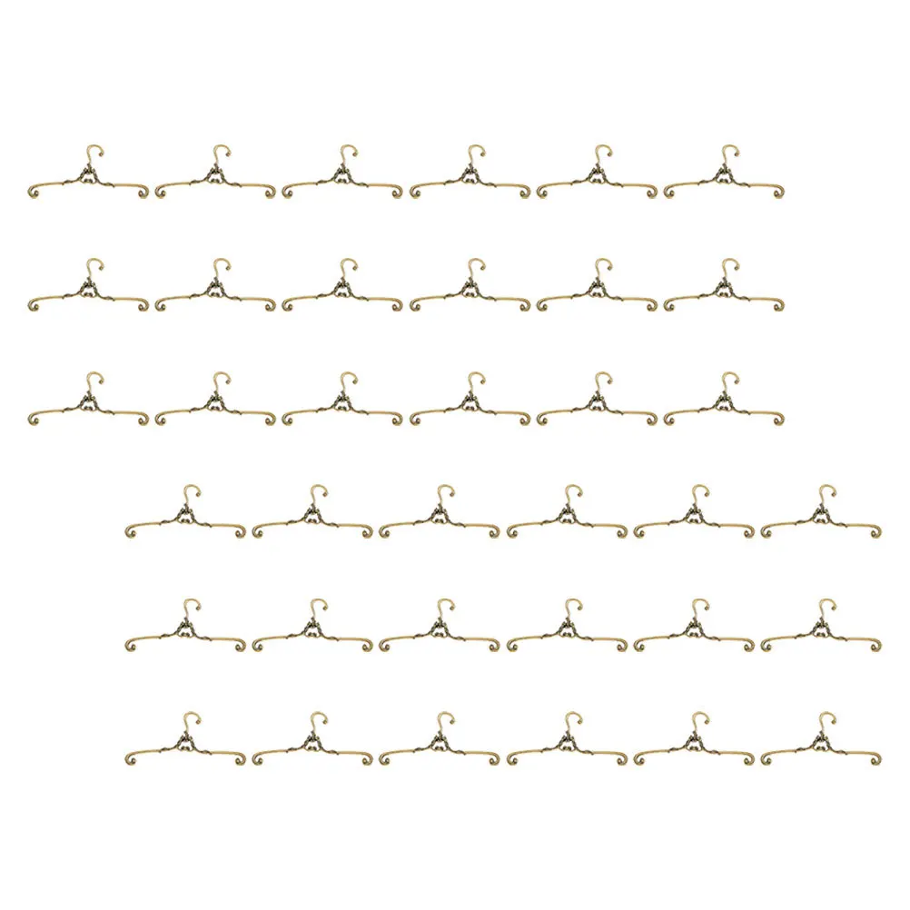 

48Pcs Vintage Miniature Metal Clothes Hangers for Dollhouse Wardrobe Hanging Display Miniature Coat Hangers Clothes Rack