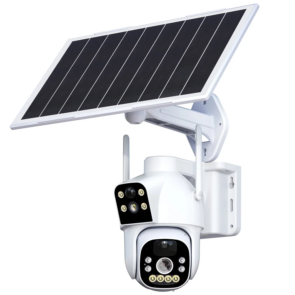 

Outdoor 2K 4MP Memory Card Solar Panel Energy Low Power Wifi Security Network PTZ Solar Camera With Motion Detection