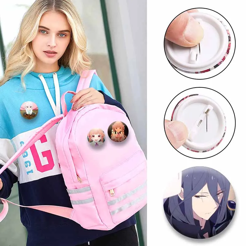 Cute Sugar Apple Fairy Tale Anime Enamel Pins Cartoon Round Snap-in Brooches for Bag Shoes Shirt Cosplay Badge Jewelry Gifts