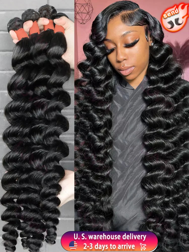 

30 40 Inch Loose Wave Bundles Unprocessed Human Hair Brazilian 3/4/5 Bundles Double Weft Virgin Hair Extensions Raw Hair Bundles