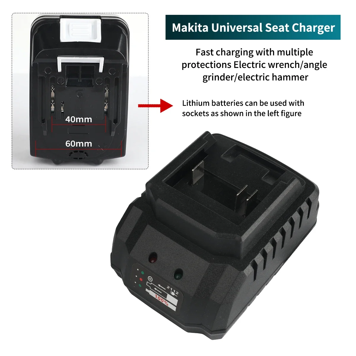 Battery Charger Suitable For Makita 18V 21V Li-ion Battery Portable 0.5A 1.2A 2A 3A Fast Charger For Makita Battery Replacement